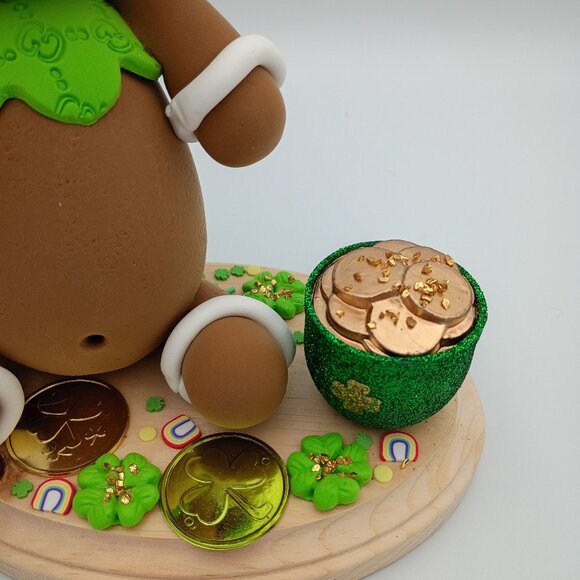 Handmade St. Patrick St. Patrick’s Day Gingerbread Figurine, Handmade Clay Leprechaun Decor, Irish